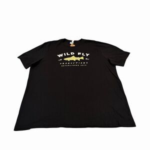 Wild Fly Productions Fishing T-Shirt Graphic Tee Trout Mens 2XL Black NWT